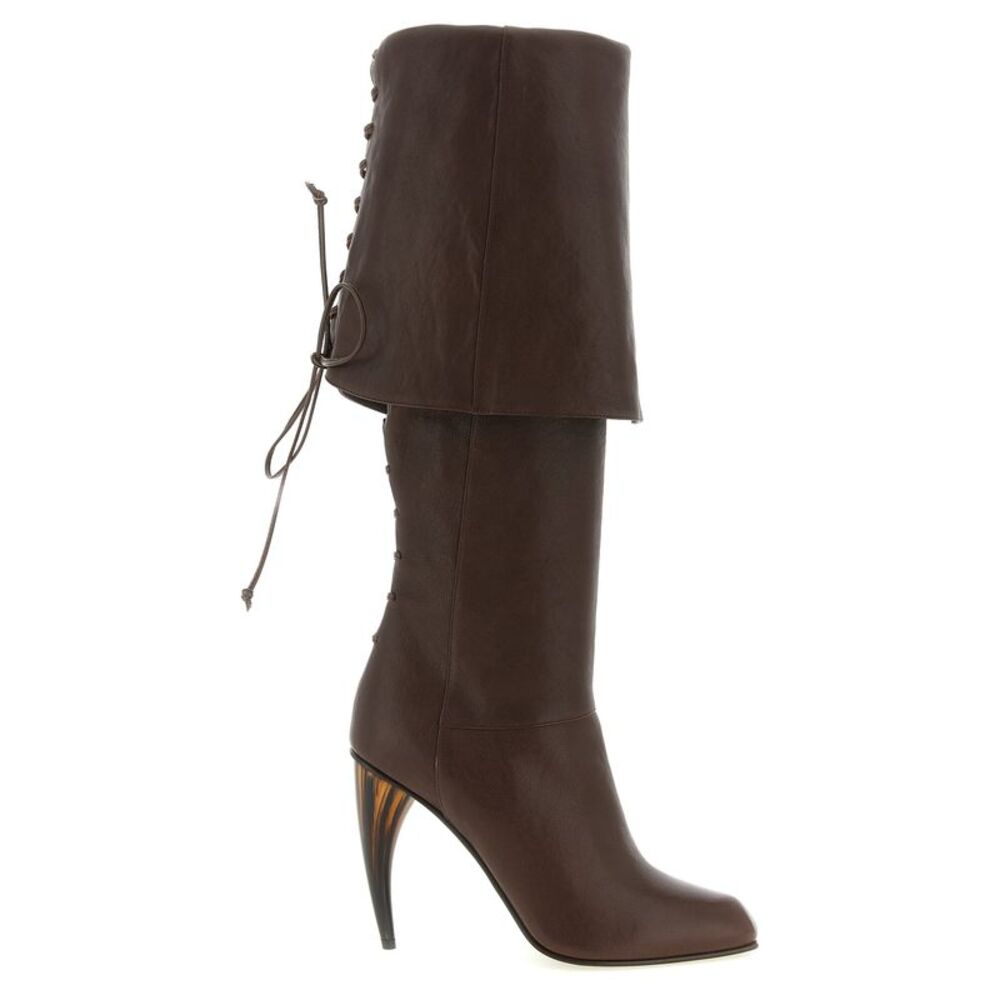 Alexander McQueen Brown Lamb Leather Over The Women's Knee